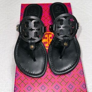 Tory Burch- Black Miller Calf Leather Sandals